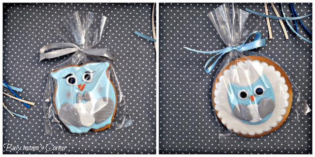 owl boy baptism cookies