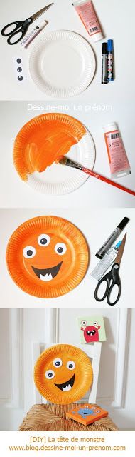 Paper plate Halloween monster